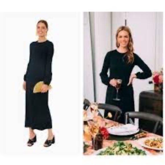 Tuckernuck Pomander Place Black Double Knit Lennox Long Sleeve Maxi Dress L - Picture 1 of 7